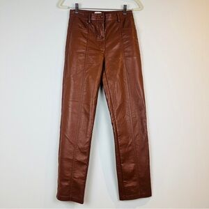 Aritzia Wilfred Tan Faux Leather Pants Size 4